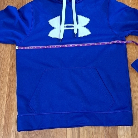 Under Armour Sweatshirt Men's Size Medium Hoodie Loose Fit Blue and White Logo - Picture 9 of 13